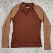 Smartwool 1/4 Zip Baselayer Womens Extra Large Merino Wool Thermal Raglan