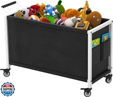 Ardier 100L Large Kids Toy Box with Wheels, Toy Chest Storage Organizer for T