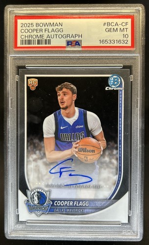 2025-26 Bowman Cooper Flagg Chrome Auto Rookie RC #BCA-CF Mavericks PSA 10