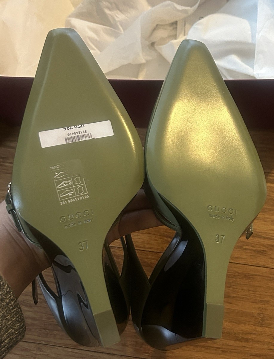 Gucci Closed Toe Slippers Wedge 10.9cm size 37 Regent Herbs Green