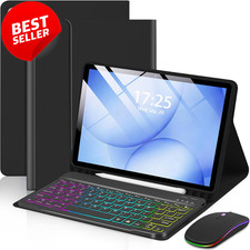 Samsung Galaxy Tab A11 A9 11" Keyboard Case Mouse Backlit Black - US