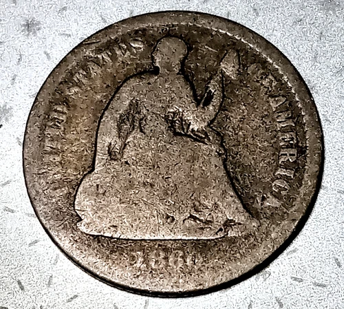 1860-O Liberty Seated Half Dime, Type 4 Legend on Obverse, 90% Silver