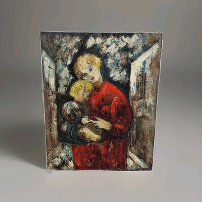 Early Henri D'anty Young Mother & Child French Oil On Canvas 36''×29'' Unframed 
