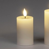 Led Kerze Streifen H. 8Cm D. 5Cm Creme Mit Timer Formano