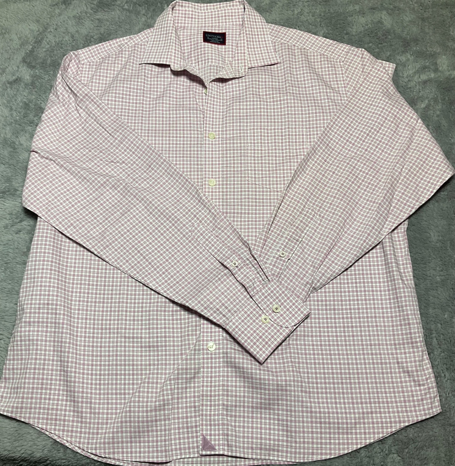 Untuckit Men’s Pink Gingham pattern Button Up Rel… - image 1