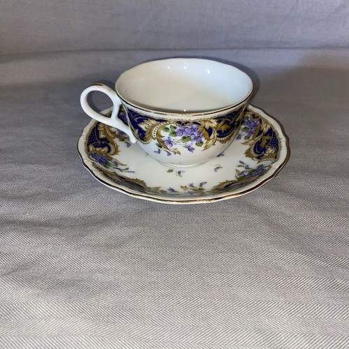 Vintage Andrea von Sadek Porzellan Teetasse & Untertasse "Royal Violets" eingestellt