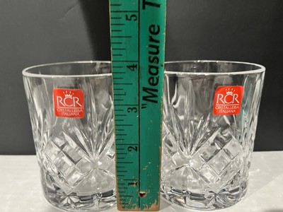 2 RCR Italian Overture Crystal Whiskey Cocktail Tumbler Drinking Glasses, New