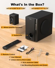 Bobtot 5.1 Channel Home Theater System, 5.25 Inch Subwoofer, Bluetooth Audio