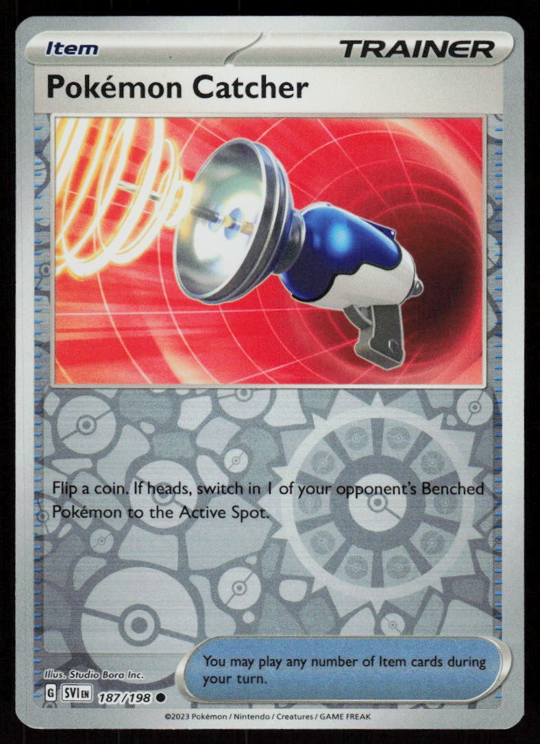 Pokemon Catcher 187/198 Common Scarlet & Violet Pokemon Reverse Holo Near Mint