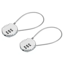 2PCS Small Combination Locks 3 Digit Baggage Padlocks Silver Tone 7.8-Inch