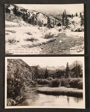 Set of 2 RPPC Postcards Tioga Creek Sierra Nevada 1947 & 50 Postage Due Stamp