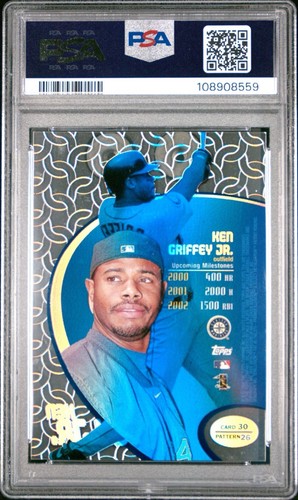 1998 Topps Tell #30 Ken Griffey Jr Pattern 26 PSA 9 POP 3 NO 10s - Picture 2 of 2