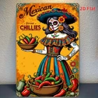 2D Flat, Vintage Mexican Folk Art  Wall Tin Metal Signs Home Décor Iron  with Tr