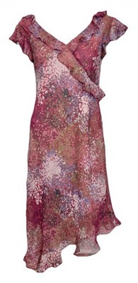 Y2K Dress 7/8 Pink Floral Chiffon Ruffle Whimsigoth Grunge Fairycore Coquette
