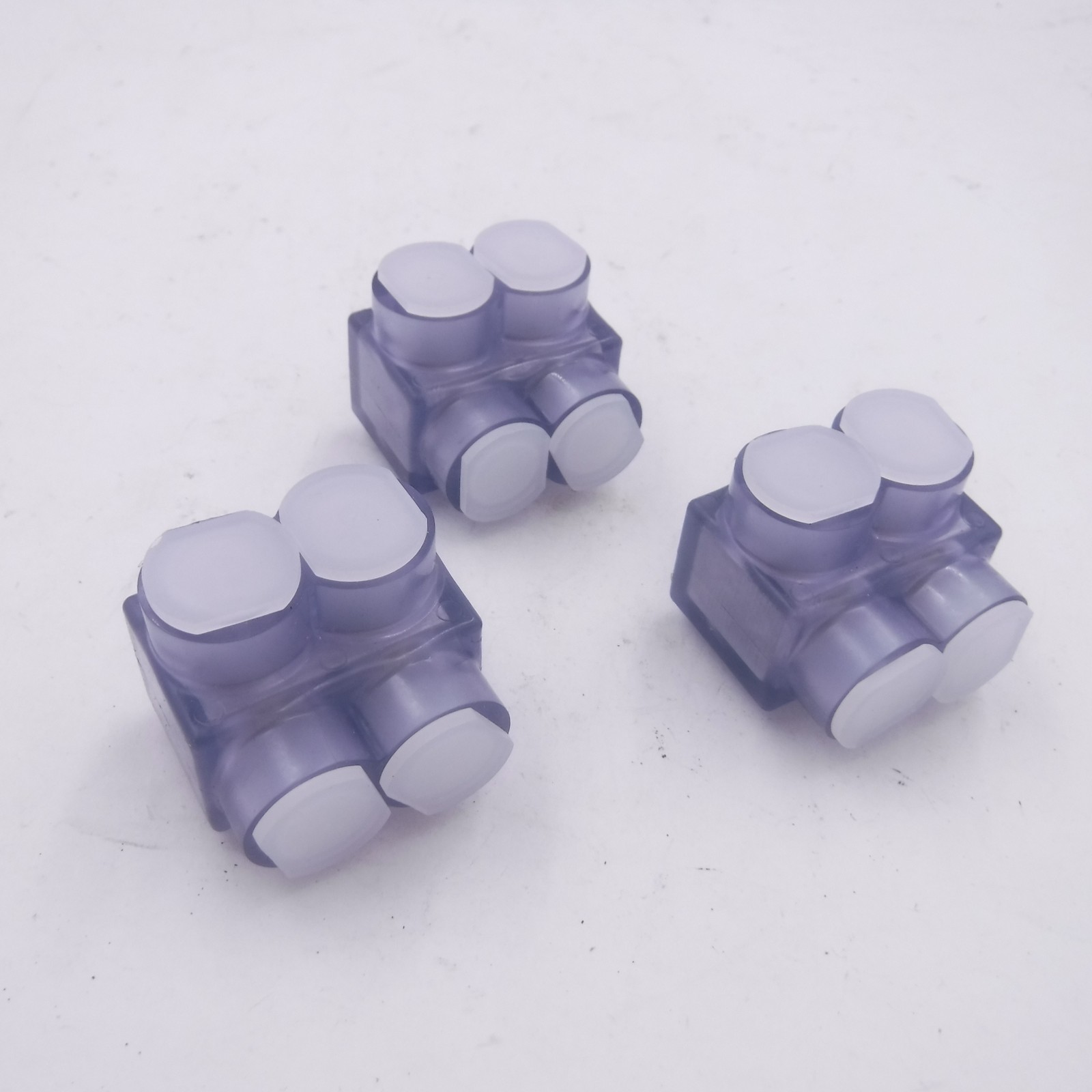 3 Pack Burndy BIT2/0 Aluminum Multiple Tap Connectors Clear 2 Port 1 Sided Entry