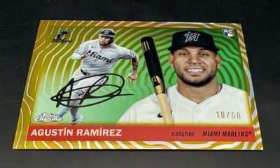2025 Topps Chrome Platinum Anniversary #241 Agustin Ramirez Gold Vibration # /50