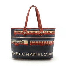 Chanel Pvc Leather Central Station 2Way Tote Bag Women Blue One Size