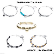 Bracciale Donna Rigido Sagapo Acciaio Stella Luna Cuore Quadrifoglio Farfalla