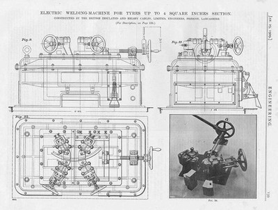 1909 3x antike Technikdrucke - Elektroschweißmaschinen