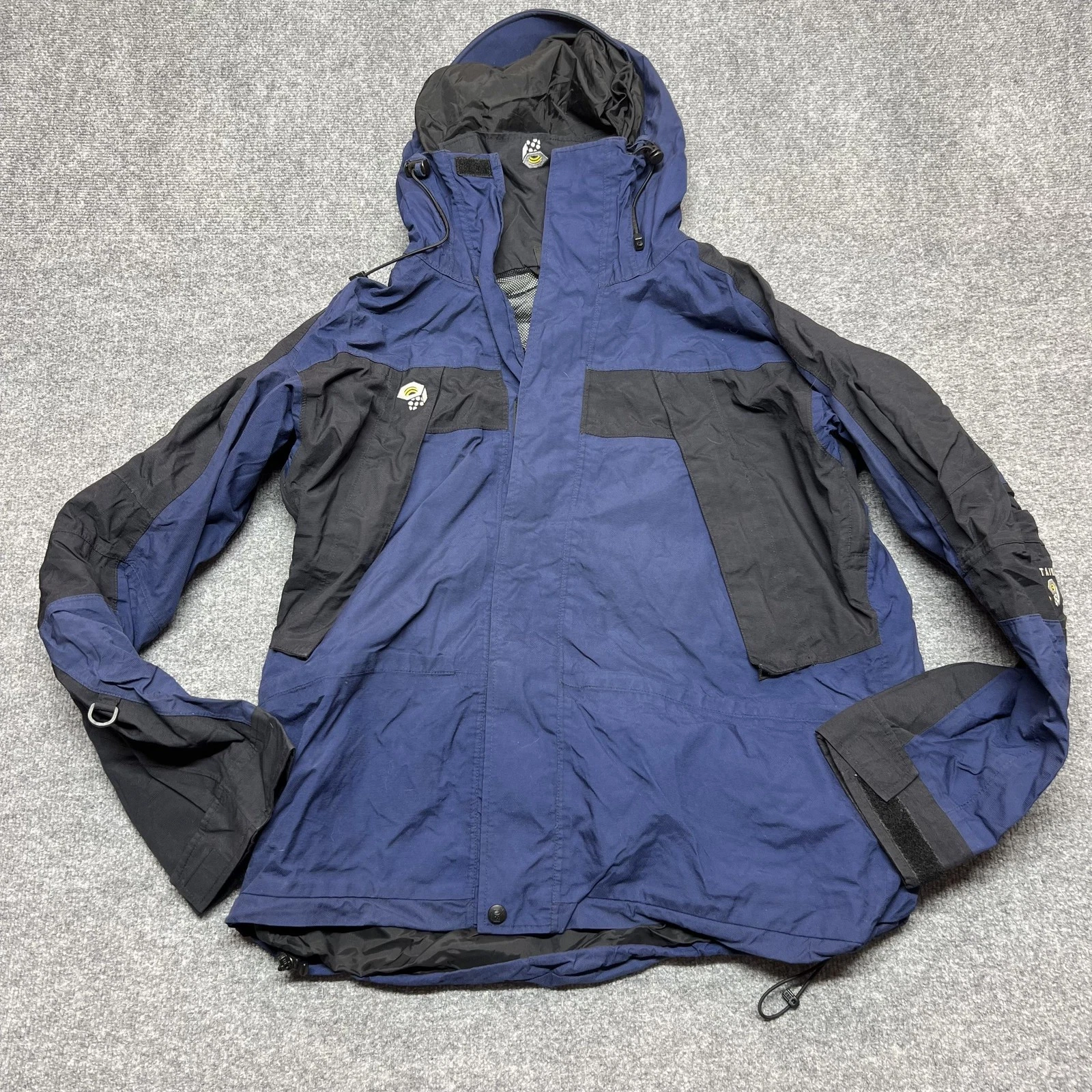 Mountain Hardwear Jacket Mens Medium Blue Black Hooded Ski Snow Shell OM0555