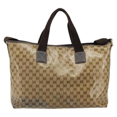 GUCCI クリスタルトートバッグ GUCCI GG Crystal Tote Bag Coated Canvas Brown 257298 Auth 155244