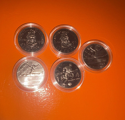 Lot of five (5) proof half dollars- 1992, 1994, 1989