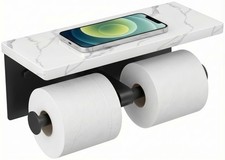 FORIOUS Toilet Paper Holder with Shelf, Marble Wall Mount Tissue Roll Holder ...