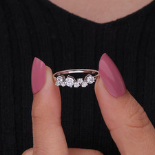 14k White Gold Plated 2CT Lab Created Moissanite Wedding Engagement Cluster Band