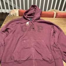 Gap Vintagesoft Oversized Zip Hoodie Men s New with Tags-Maroon-Size Large-NWT