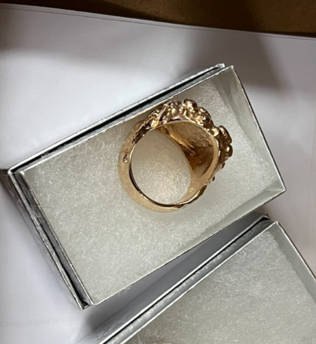 Custom made Gold plated Large Nugget men's Ring Sterling Silver 925