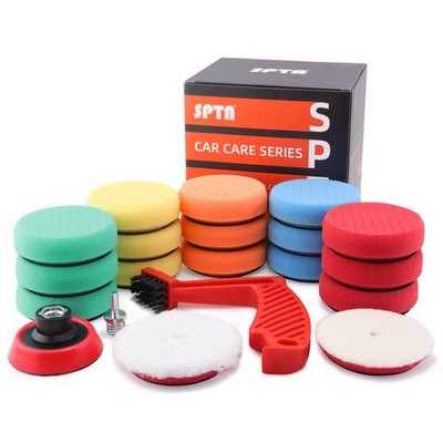 SPTA Drill Polishing Pads Kit, 20pcs 3inch (80mm) Car Foam Polishing Buffing Pad