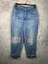 Vintage Sears Roebuck Blue Denim Jeans Men's 30x27 USA Made 1970s Workwear Patch