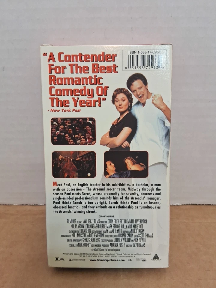 Fever Pitch (VHS, 2000) Colin Firth Ruth Gemmell Neil Pearson Mark Strong  - Image 2 of 4