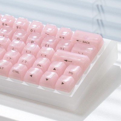 Crystal Transparent Keycaps, Pink PC MDA Profile, 115 Keys Custom Set for Che...