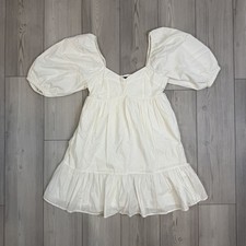 NWT Banana Republic Women’s Small Baby Mini Dress White Puff Sleeve 821034