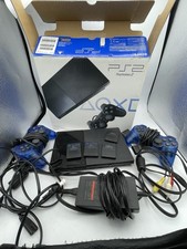 Sony Playstation 2 PS2 Slim Black Console Box Authentic Tested Blue Controllers