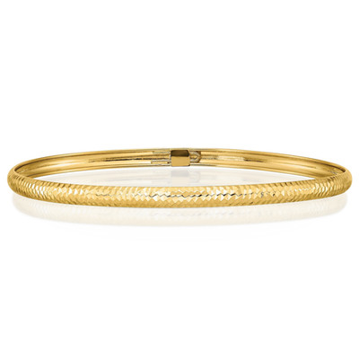 14K massives Gelbgold flexibler Armreif Armband 7,5 Zoll poliert, strukturiert
