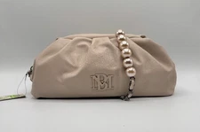 Badgley Mischka Vegan Leather Frame Clutch Purse Bag Beige Tan Cream NWT