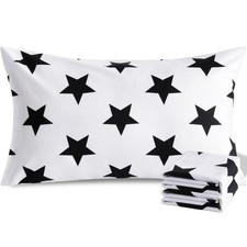 NTBAY King Star Pillowcases Set of 2, 1800 Thread Brushed Microfiber Black an...