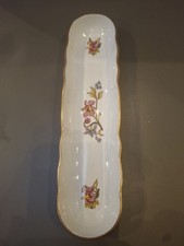 Vintage Aristocrat Bone China white floral Pin Trinket scallop Tray hand made