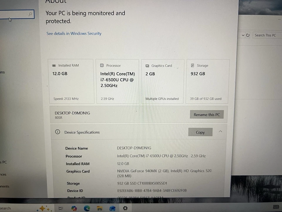 🎮 Lenovo 510-15ISK | i7-6500U | 12GB | 1TB SSD | 940MX 2GB | 15.6” FHD | Win11 - Image 2 of 4