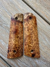 1911 Amboyna Burl Wood Grips Government Full Size Magwell Colt- Exhibition Grade