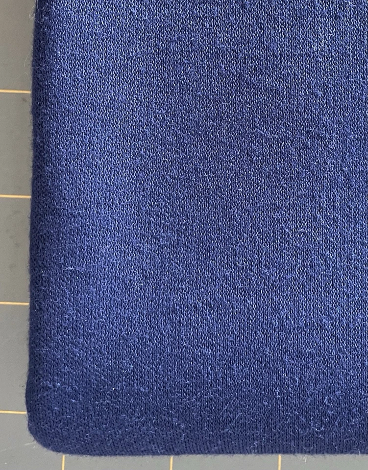 T-SHIRT KNIT NAVY BLUE 60” Wide Cotton Blend Fabric 3/4 Yd Piece REMNANT Washed - Image 2 of 2
