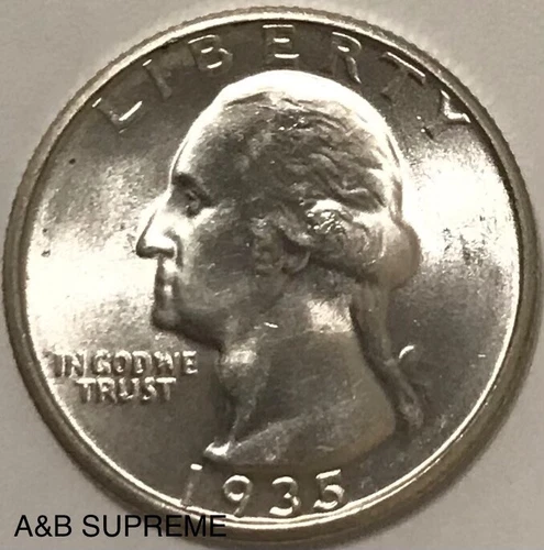 1935 Washington Quarter Gem Bu Uncirculated 90% Silver