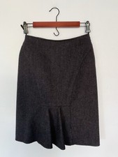 CLAUDE MONTANA Vintage 80  s High Fashion Lined Wool Pencil Skirt 6 Front Ruffle