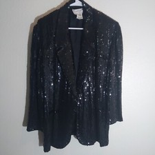 Vintage Candlelight By Jainson's International Black Sequin Silk Jacket Size S