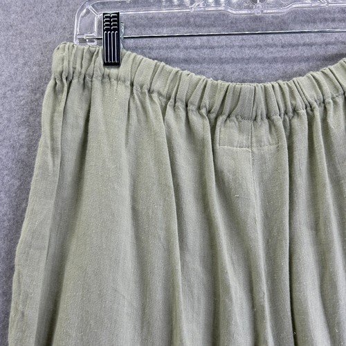 FLAX Medium Sage Green Linen Pants Lagenlook Trousers 21" Cropped Capri Boho - Picture 6 of 10