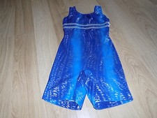 Size XS 4-5 Danskin Now Blue Metallic Silver Dance Gymnastics Biketard Leotard