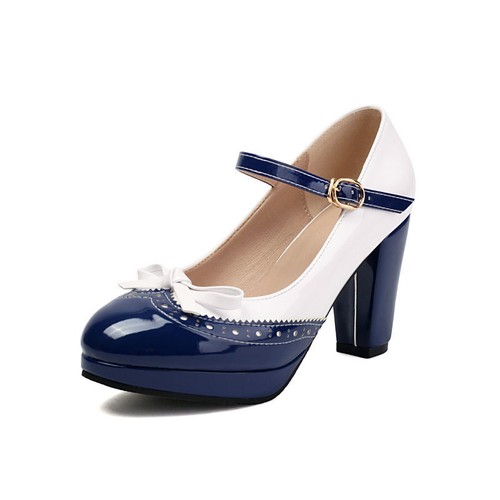 Damenschuhe Schleife Plateau Schnalle hoher Blockabsatz Mary Jane Lolita-Stil 34-46 - Bild 29 von 30