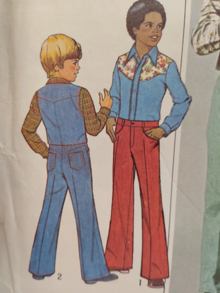 Pants Jeans Vest Shirt Boys 7 Simplicity 7780 Sewing Pattern VTG Western Rodeo - Image 4 of 4